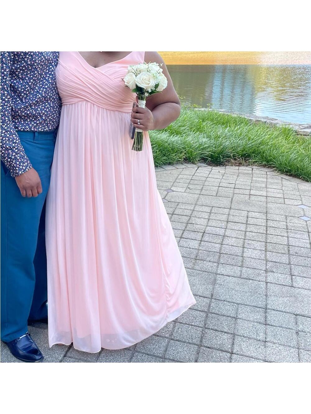 David’s Bridal Size 22 Bellini Peach Pleated Maxi Dress